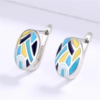 womens vintage classic earrings with irregular colored lettering enamel studs fashion everyday casual earrings
