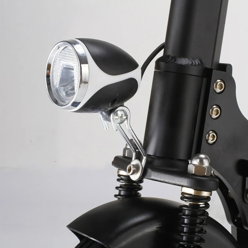 

Retro 8"/10" Streamlined Electric Scooter Headlight with Horn 36V/48V Bright LED Metal Chrome Bikes Head Light Cycling