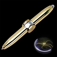 gold metal fidget spinner pen multi function gyroscope decompression ball point pen led light pens for schooloffice supplies