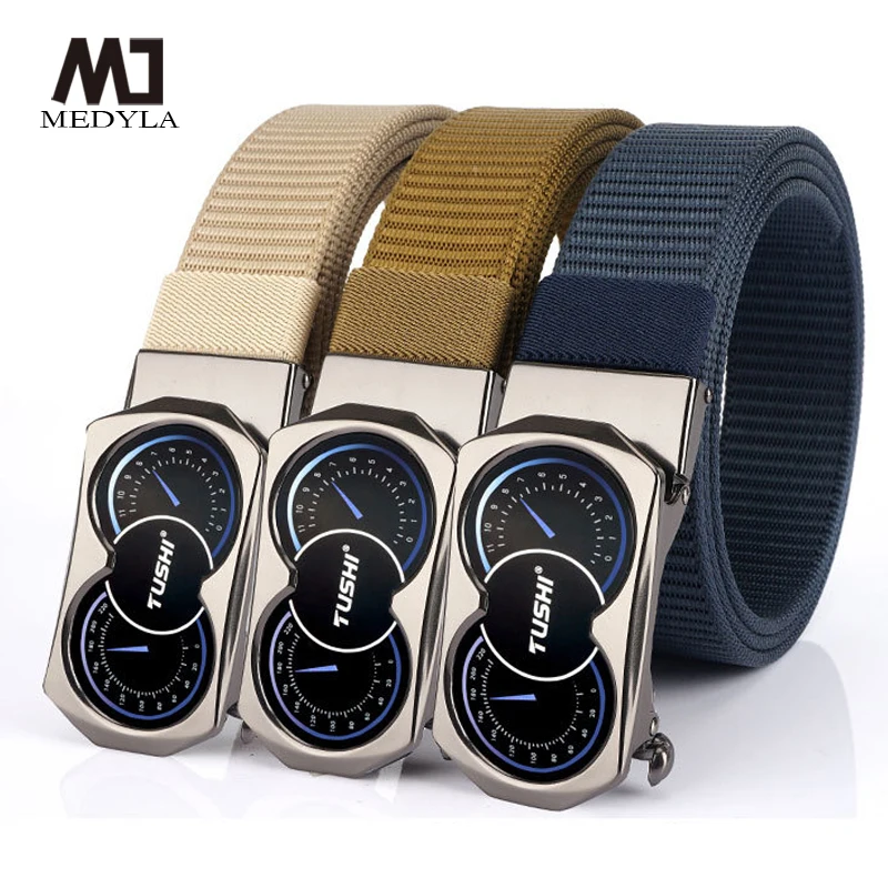 

Ремень мужской с Т-образной пряжкой и автоматической пряжкой, нейлоновый, 3,5 см