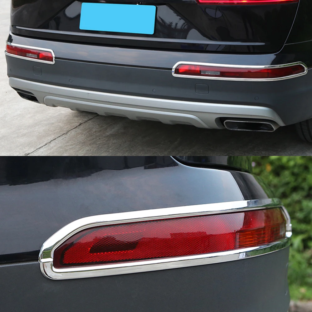 

CARMANGO for Audi Q7 4M 2016-2019 Car Accessories Rear Fog Light Trim Lamp Circle Frame Sticker Cover Decoration Chrome Moulding