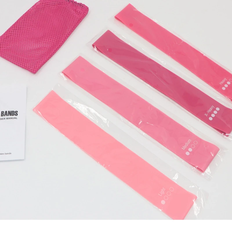 Pink Color Gradual Change Pull Circle Four Paper Set Yoga Latex Resistance Bring Bodybuilding Rope | Спорт и развлечения