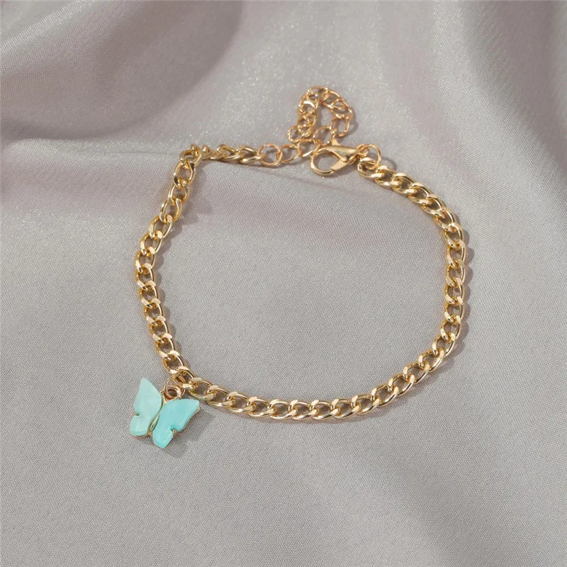 Браслет на лодыжку LETAPI с подвеской в виде бабочки золотистого цвета для женщин