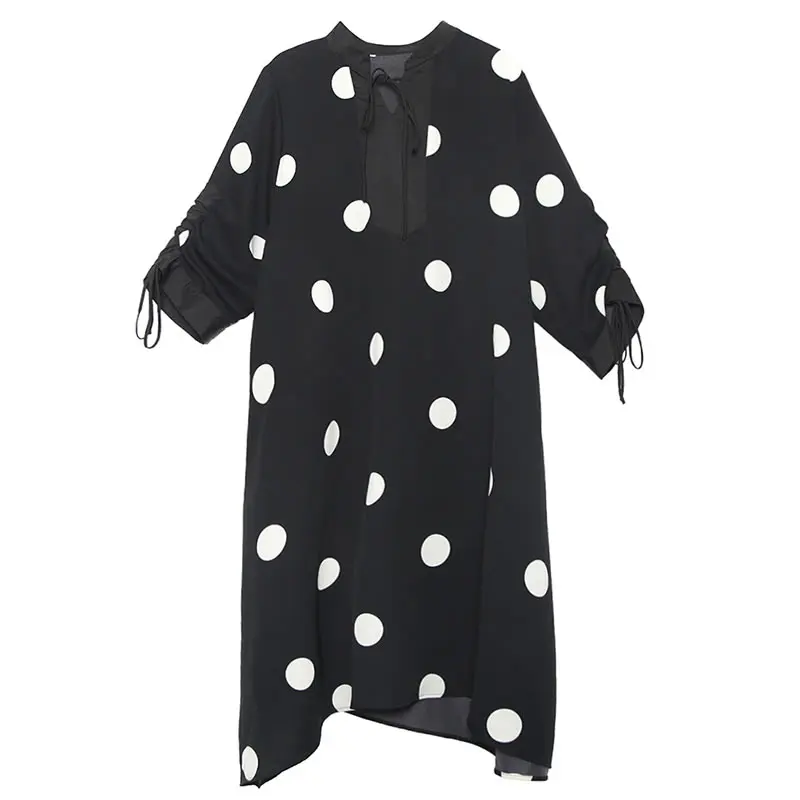 

XITAO Streetwear Plus Size Dress Women Trend Printing Long Sleeve V Neck Dresses Oversized Spring Women Clothes 2020 XJ3290