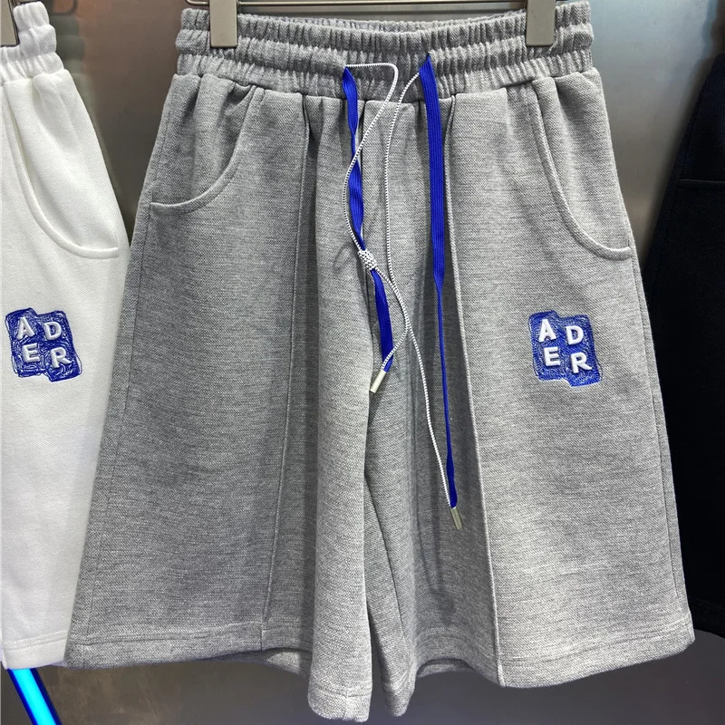 

Spring And Summer Couple Stickers Embroidered Solid Ribbon High Quality Ader Error Casual Shorts