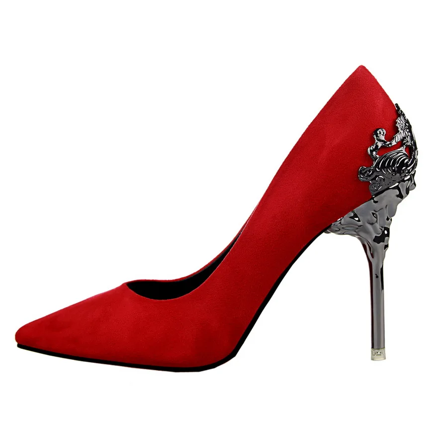 Женские туфли на высоком каблуке с резным металлическим каблуком Сезон