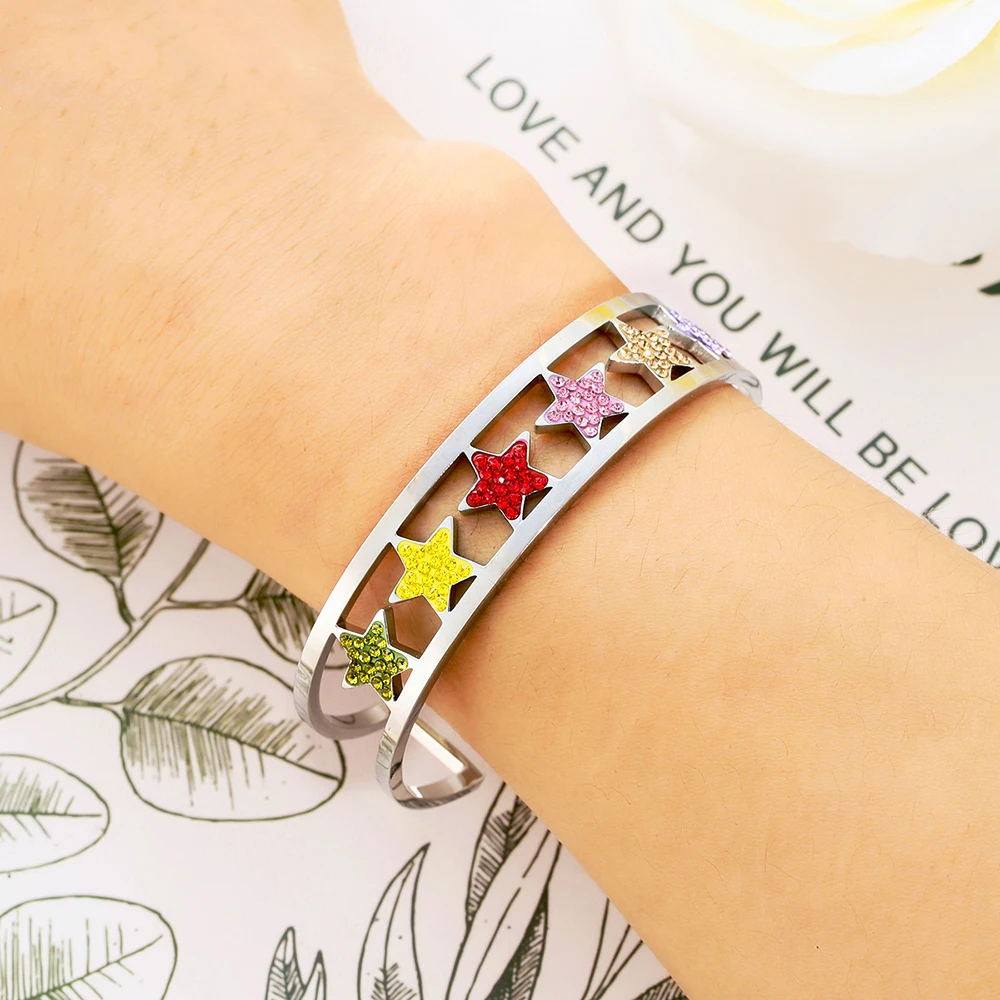 Модные брендовые браслеты и для женщин с открытым дизайном манжет из нержавеющей