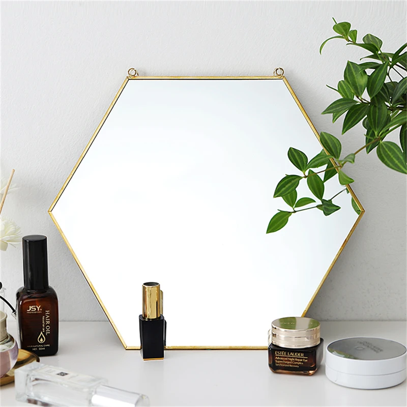 Модное шестигранное настенное зеркало для ванной комнаты спальни круглые