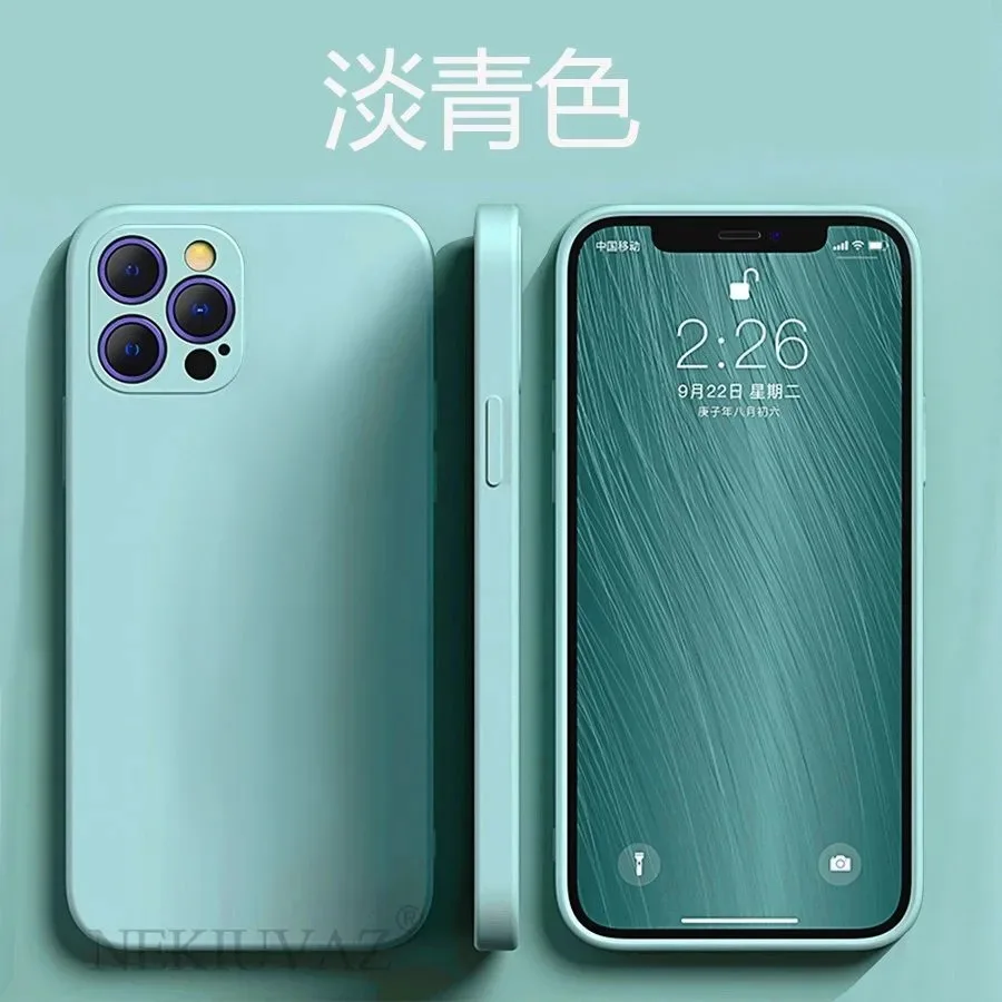 

Square Liquid Silicone Phone Case For iPhone 12 11 Pro Max Mini XS X XR 7 8 Plus SE 2 Thin Soft Cover Candy Case