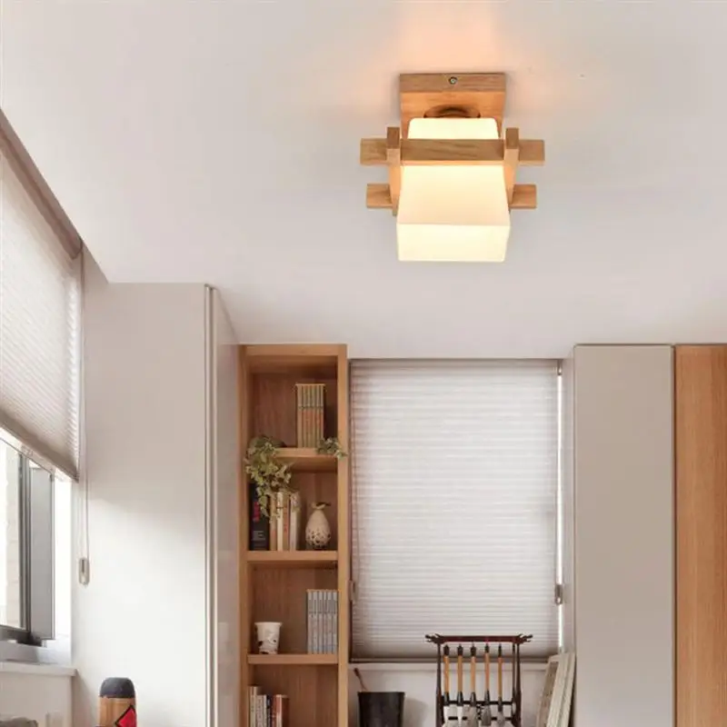 

Wooden Wall Light Ceiling Lamp Japanese Style Modern E27 Professional Wall Lamp Home Decor For Bedroom Living Room Without Bulb