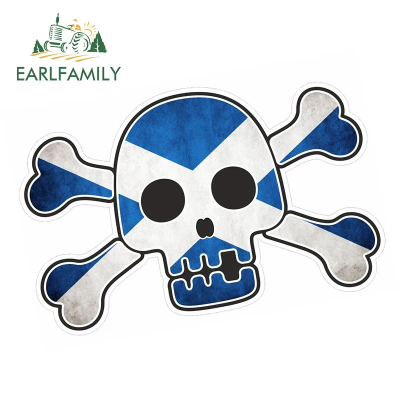 EARLFAMILY 13 см x 9 череп в пиратском стиле скрещенные кости с шотландским флагом