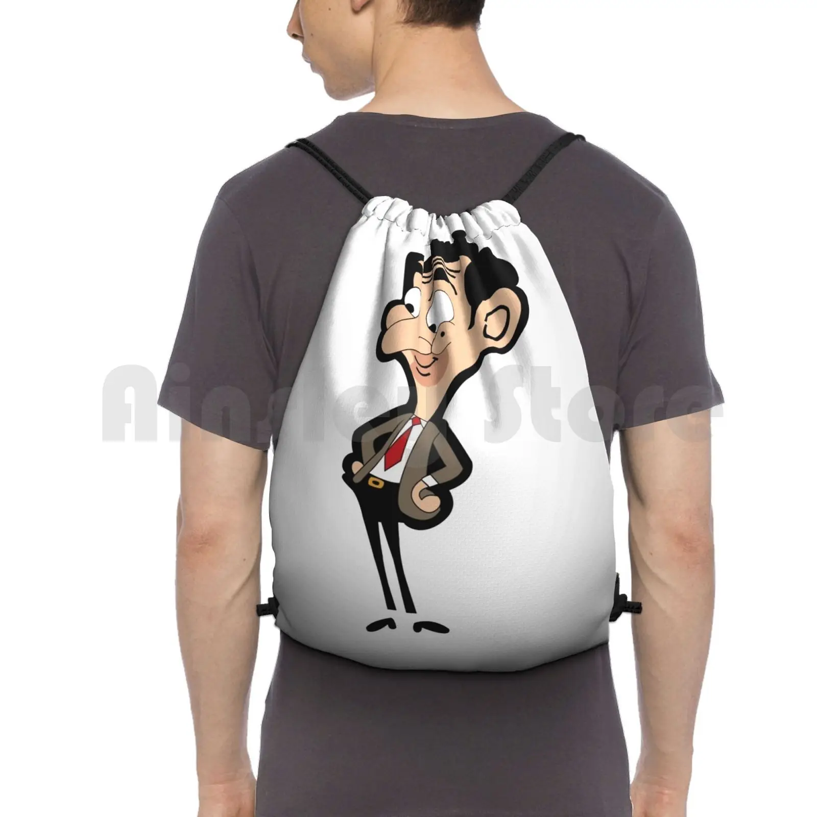 

Mr.Bean Backpack Drawstring Bags Gym Bag Waterproof Mr Bean Bean Funny Comedy Rowan Atkinson Tv Fantastic Mr Fox Meme Wes