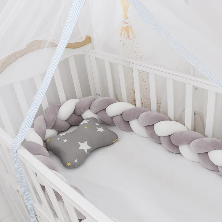 

1M/2M/3M Newborn Baby Crib Bumper Bed Bumper Baby Bed Pendant Knot Pillow Cushion Braid Baby Mantinels Bed Baby Room Decoration