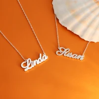 customized name necklace diy personalized stainless steel custom letter diamond necklaces zircon matte name chain birthday gifts
