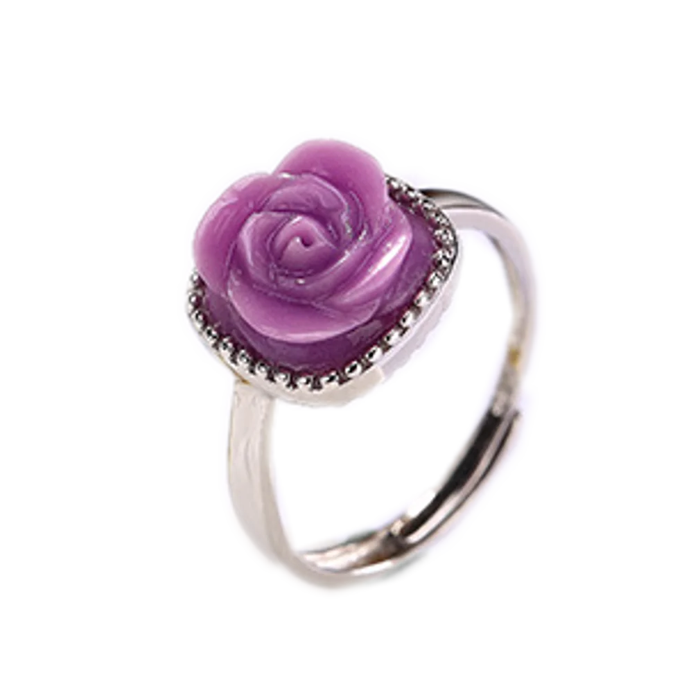 Серебряное кольцо S925 из чистого серебра с фиолетовой слюдой | Украшения и