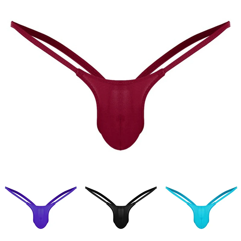 

Men Sexy Breathable T-Back G-String Sheer Pouch Briefs Low Waist Bikini Tangas Thong Lingerie Underwear