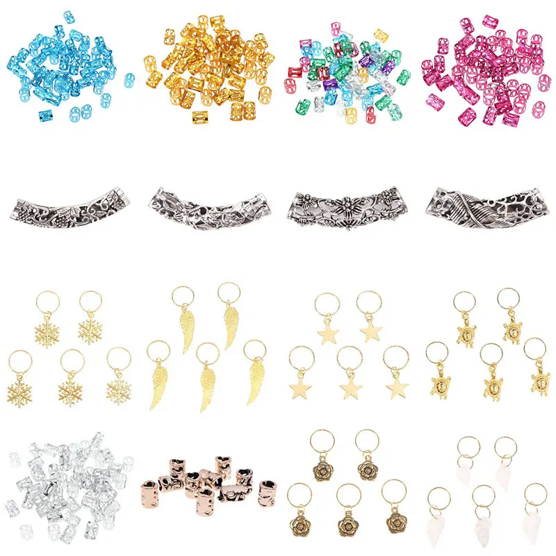 

100/10/5/1 шт. Серебряные; золотые волосы бусины для дредов, подвязанные лентой, с объемной волной трубки манжеты бусины регулируемый, дредлоки, ...