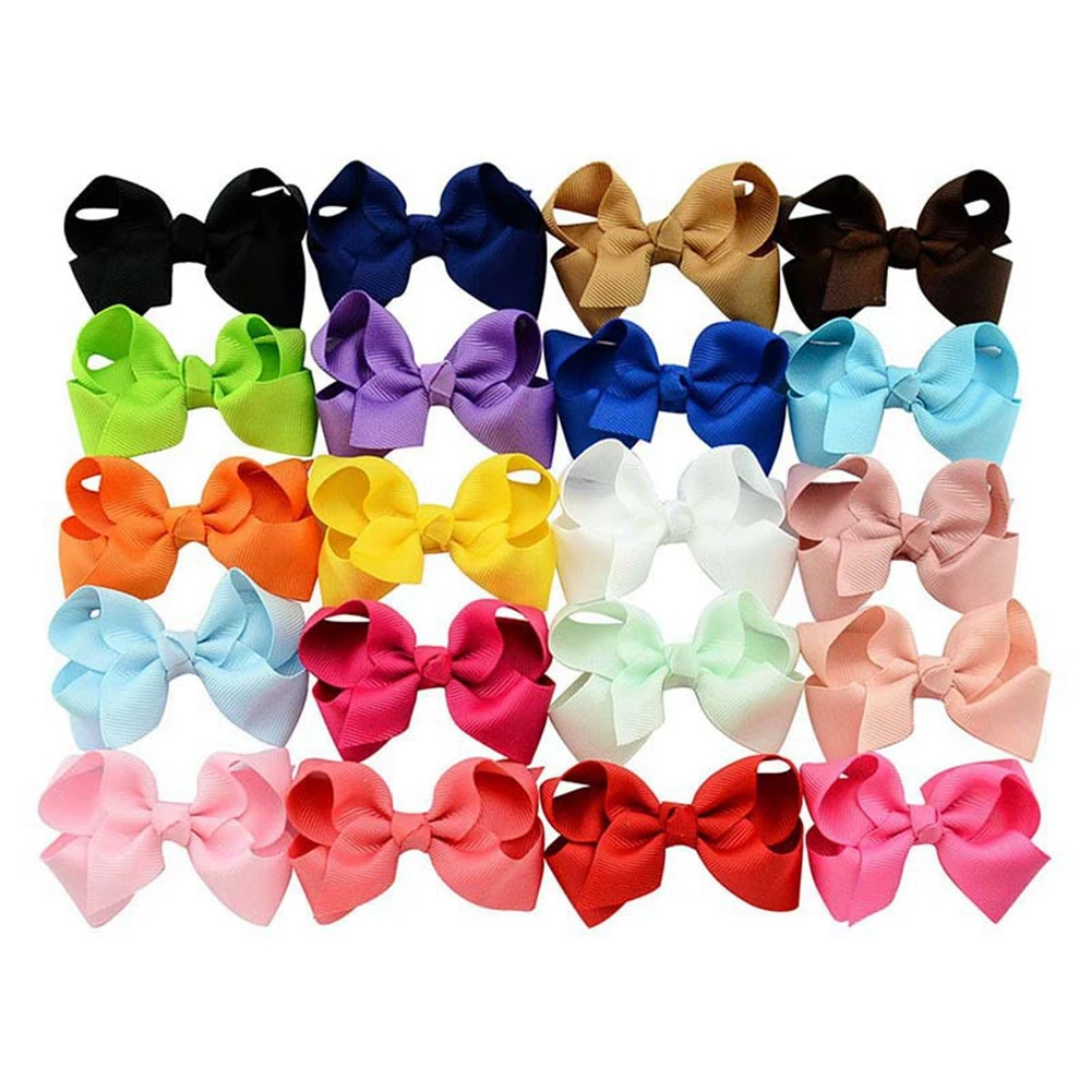 2Pcs/Set 4Inches Solid Color Bow Hair Clip For Kids Girls Ribbon Bowknot Hairpins Barrettes Boutique Headwear Hair Accessories images - 6