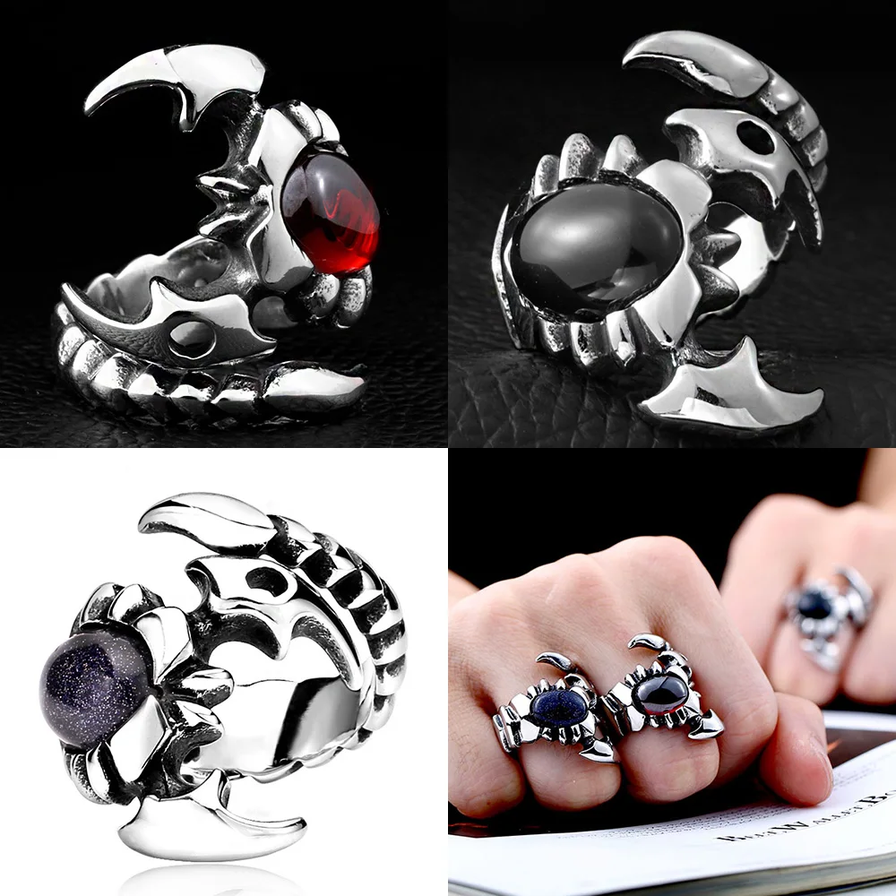 _ Скорпион винтажный череп нержавеющая сталь панк титан готический стиль кольца