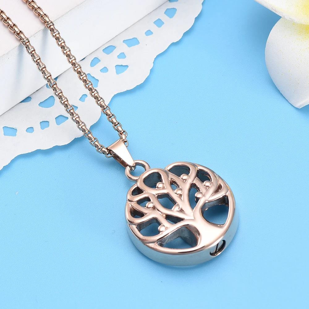 

LL017 Tree Of Life Cremation Necklace For Human/Pet Stainless Steel Keepsake Jewelry Hold Memorial Ashes Pendant With Funnel