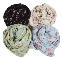 n22 40pcs high quality flower printed chiffon hijab scarf lady scarfscarves long wrap headband maxi scarf 18070cm