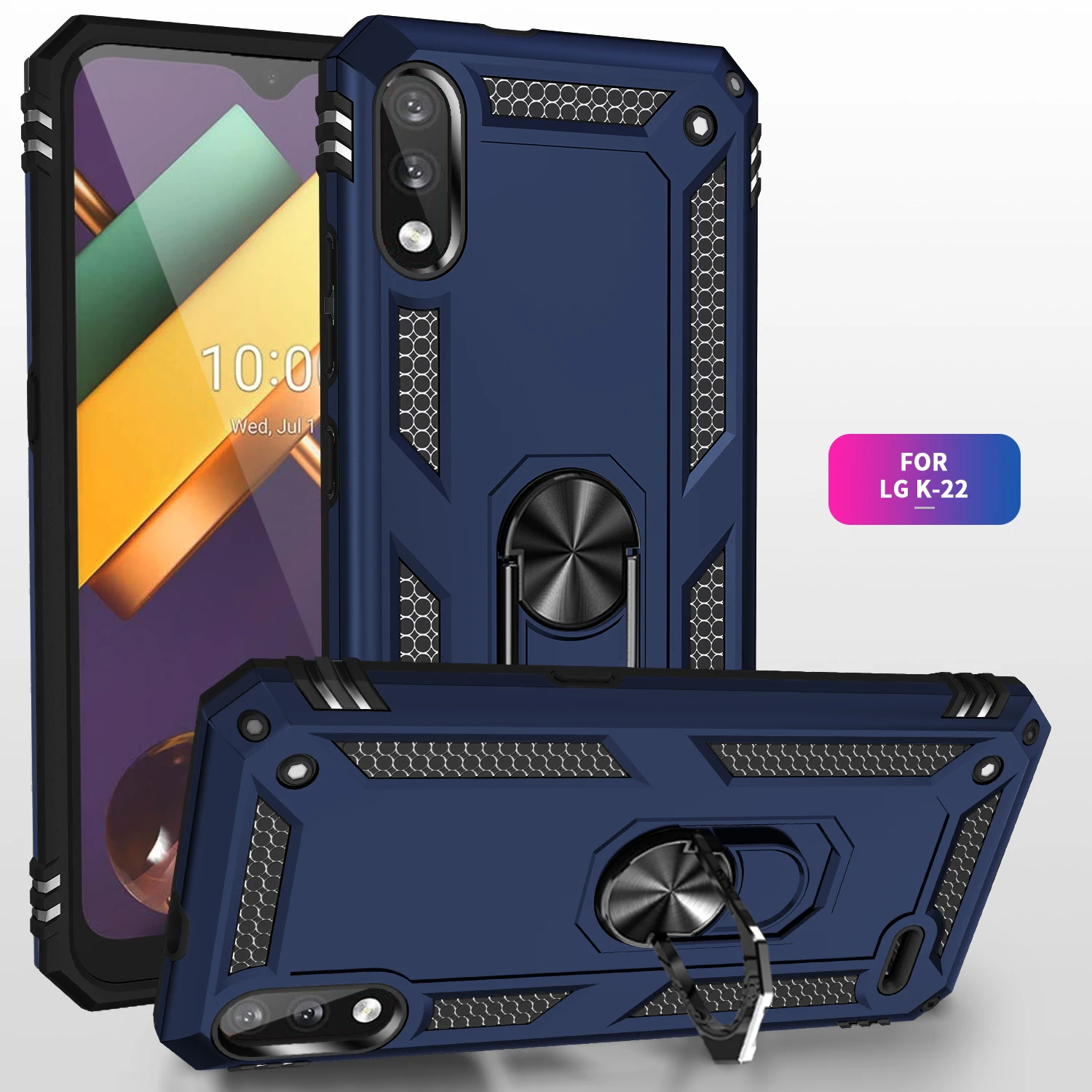 

Armor Protection Phone Case For LG K22 K53 K92 5G K51S K40S K61 K31 K51 K50S K30 2019 K10 K50 K40 K12 Plus Anti Fall Stand Cover