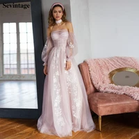 sevintage new boho wedding dress tulle appliques lace bride gowns removable long sleeves plus size bridal dress custom made 2021