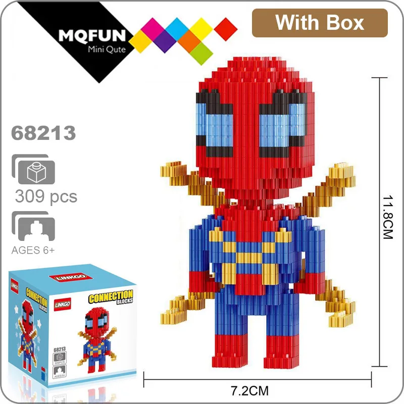 68213 With Box Linkgo Мститель супер герой Железный человек Человек-паук танос фигурки мини строительный блок кирпичи Сборная модель обучающая игрушка - Цвет: 68213 With Box