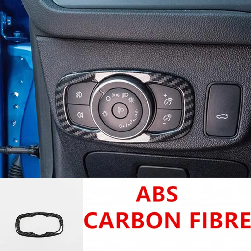 

ABS Matte/Carbon Fibre For Ford Focus 2019 LHD Car Styling Accessories Car Headlamps Adjustment Switch Cover Trim sticker 1pcs