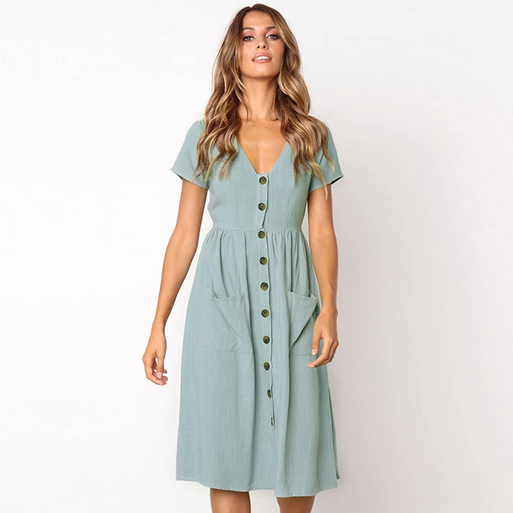 Платье женское хлопковое средней длины повседневное празднивечерние офисное