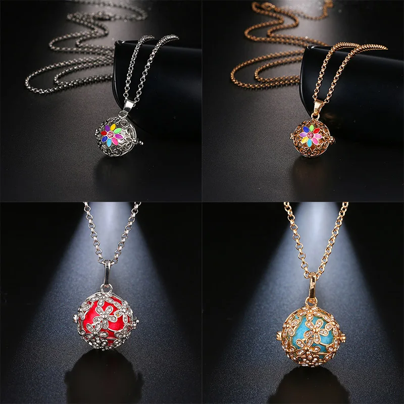 New Mexico Chime Hollow Dripping Oil Vintage Necklace Jewelry Music Ball Essential Oil Pregnancy Colorful Sweater Chain Necklace