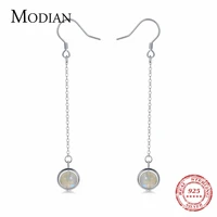 modian luxury 925 sterling silver earrings long tassel natural moonlight crystal drop earrings for women sterling silver jewelry