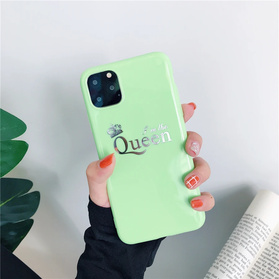 4 Роскошный чехол для пары для iPhone 6, 6s, 7, 8 Plus, глянцевая корона, король, королева, буквы, мягкий ТПУ чехол для iPhone X, XS, чехол для MAX XR Capa - Цвет: 4
