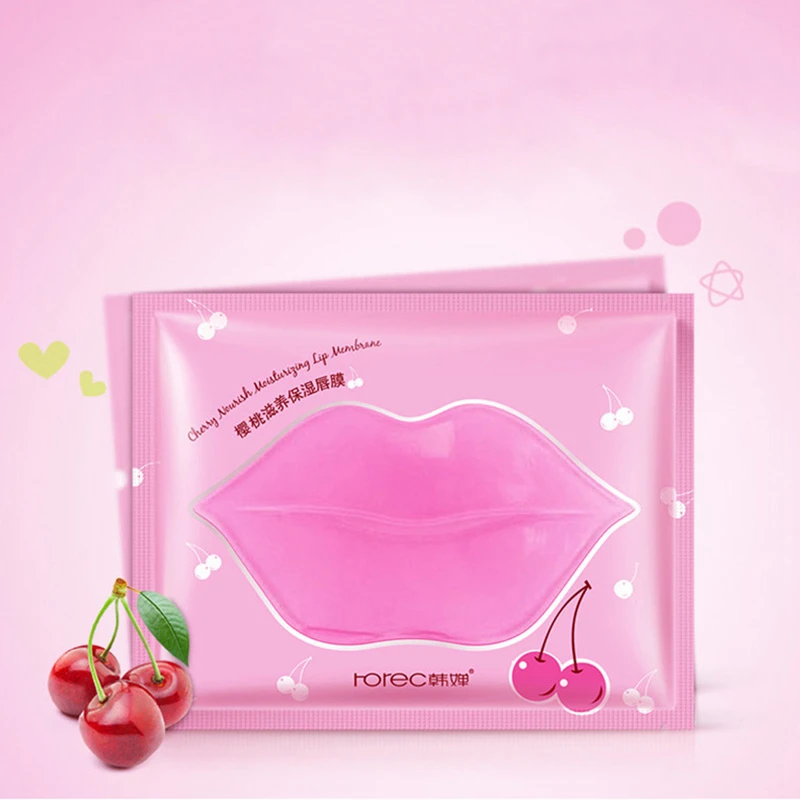 Розовая коллагеновая маска для губ Beauty гелевая мембрана эссенция влаги