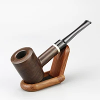 top grade ebony wood pipe 9mm filter straight smoking pipe handmade flat bottom tobacco pipe free tools gift set wooden pipe