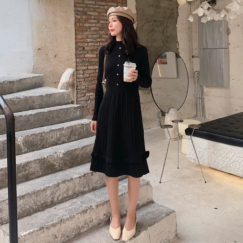 Will knit dress in autumn and winter long inside take the new women's wear wool render super fire | Женская одежда