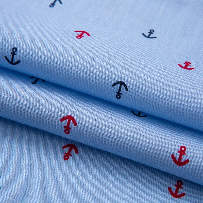 Ткань из 100% хлопка для детской рубашки саржевая ткань с принтом якоря