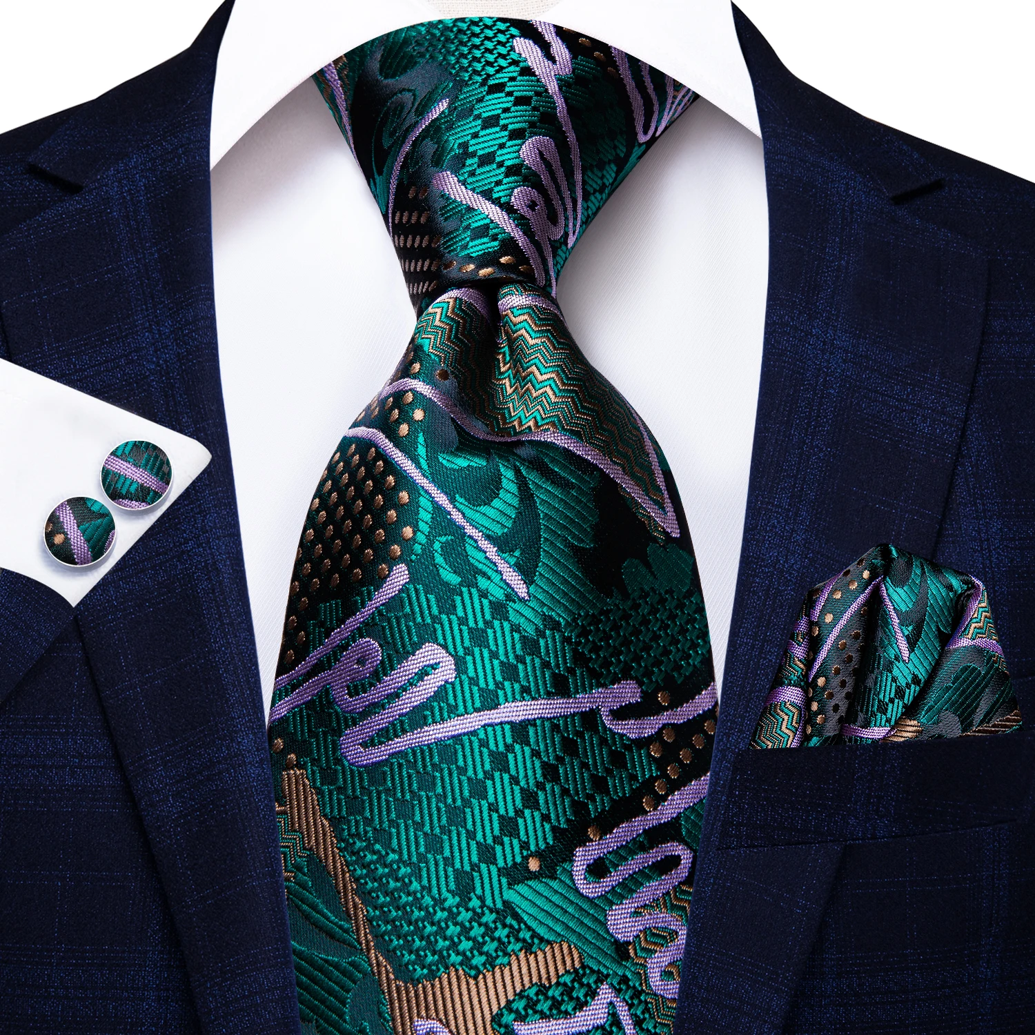 

Hi-Tie Green New Fashion Business Paisley 100% Silk Men's Tie NeckTie 8.5cm Ties for Men Formal Luxury Wedding Quality Gravata