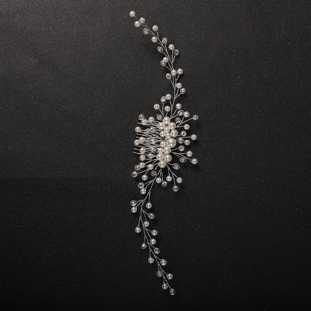 Свадебные аксессуары для волос серебряный жемчуг гребень Элегантный женский