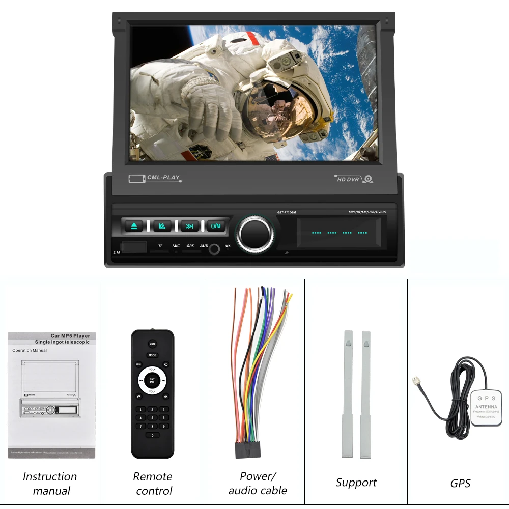 Автомагнитола Hikity 1 din 7 '' с автоматическим выдвижным экраном радио GPS
