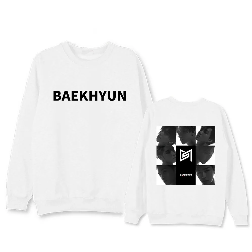 Новый Свитшот SUPERM Kpop с круглым вырезом Свободный пуловер длинными рукавами в