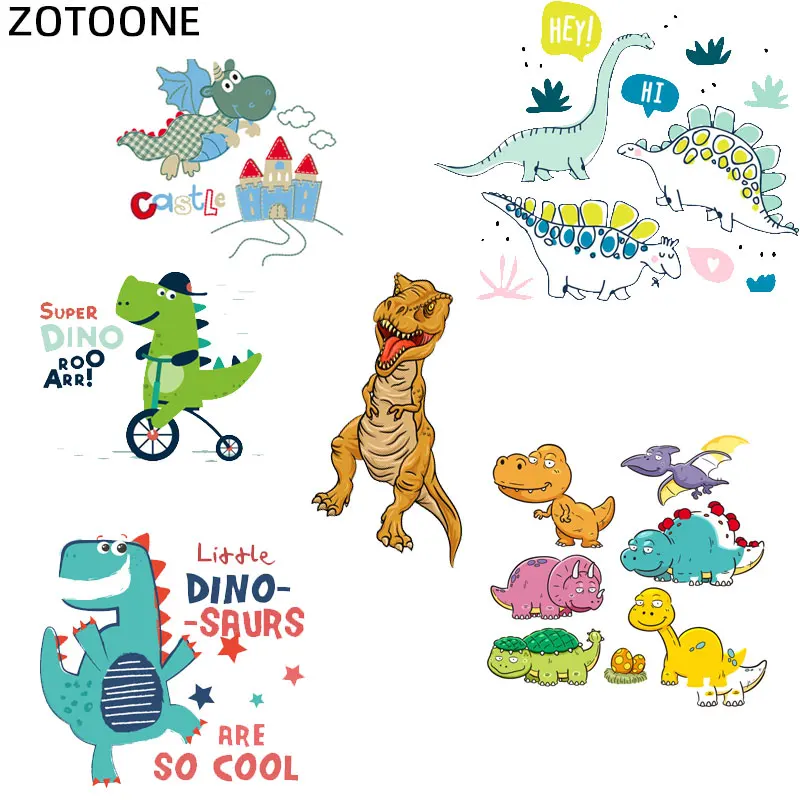 

ZOTOONE Iron on Cute Dinosaur Patches for Kids Clothes DIY T-shirt Applique Heat Transfer Vinyl Cartoon Nicorn Patch Stickers G
