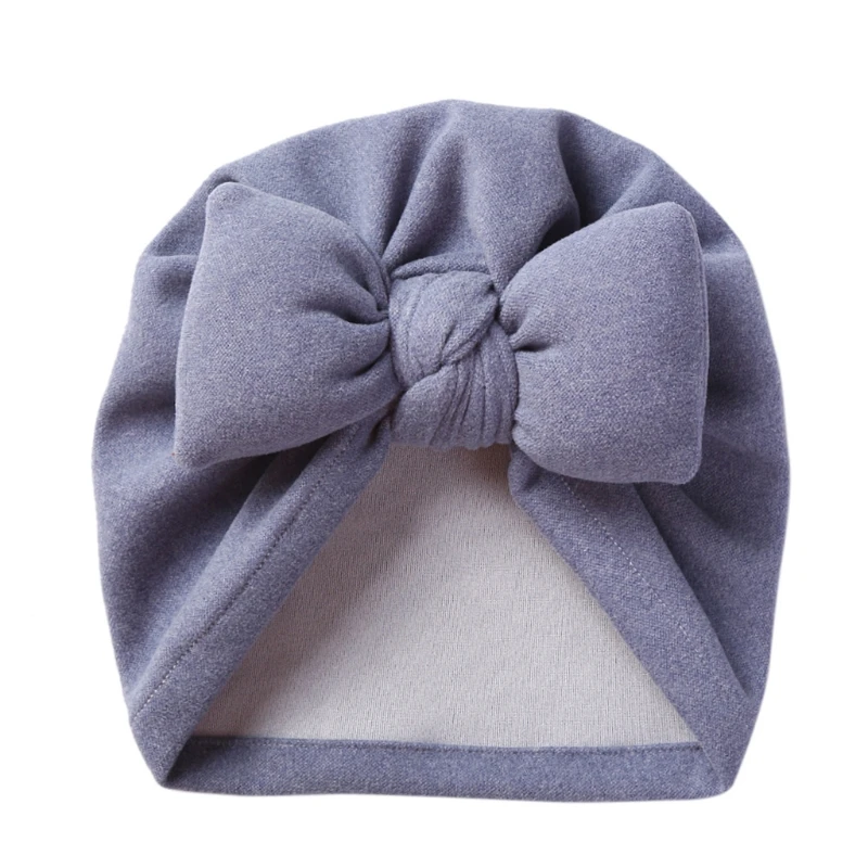 

Детская шапка из искусственного кашемира, теплая осенне-зимняя шапка, однотонная шапка с бантом для младенцев P31B