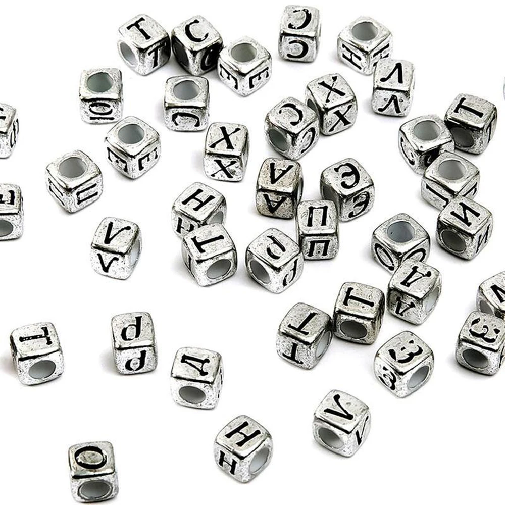 

500pcs English plastic alphabet beads mixed diy jewelry square beads accessories simple bracelet necklace making
