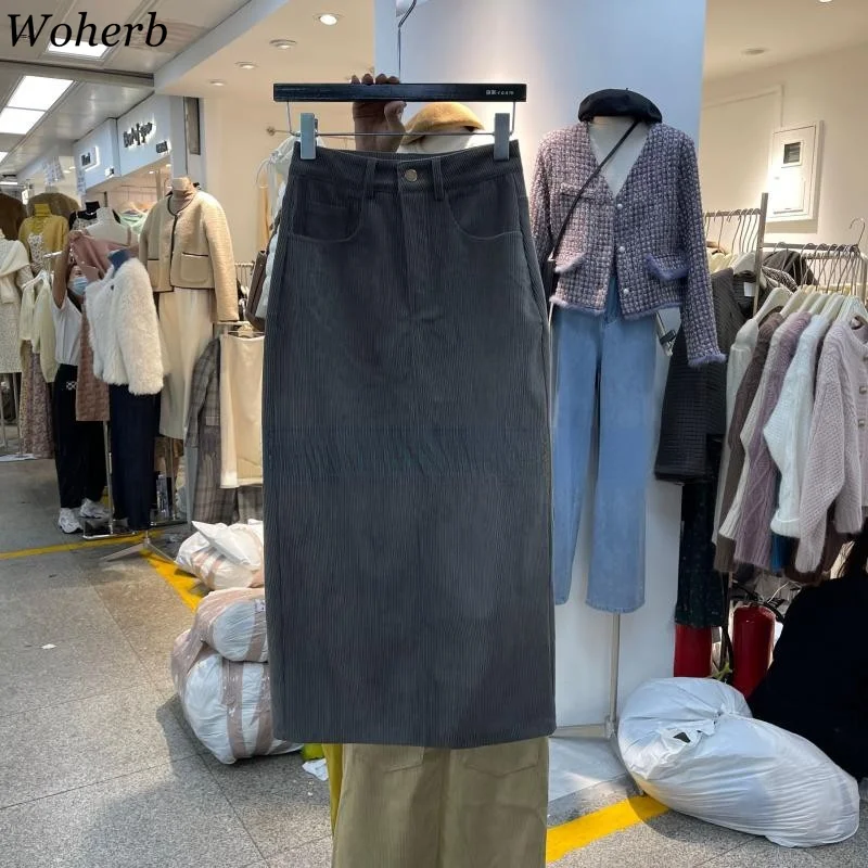 Женские винтажные юбки Woherb с завышенной талией приталенные Женская мода 2022