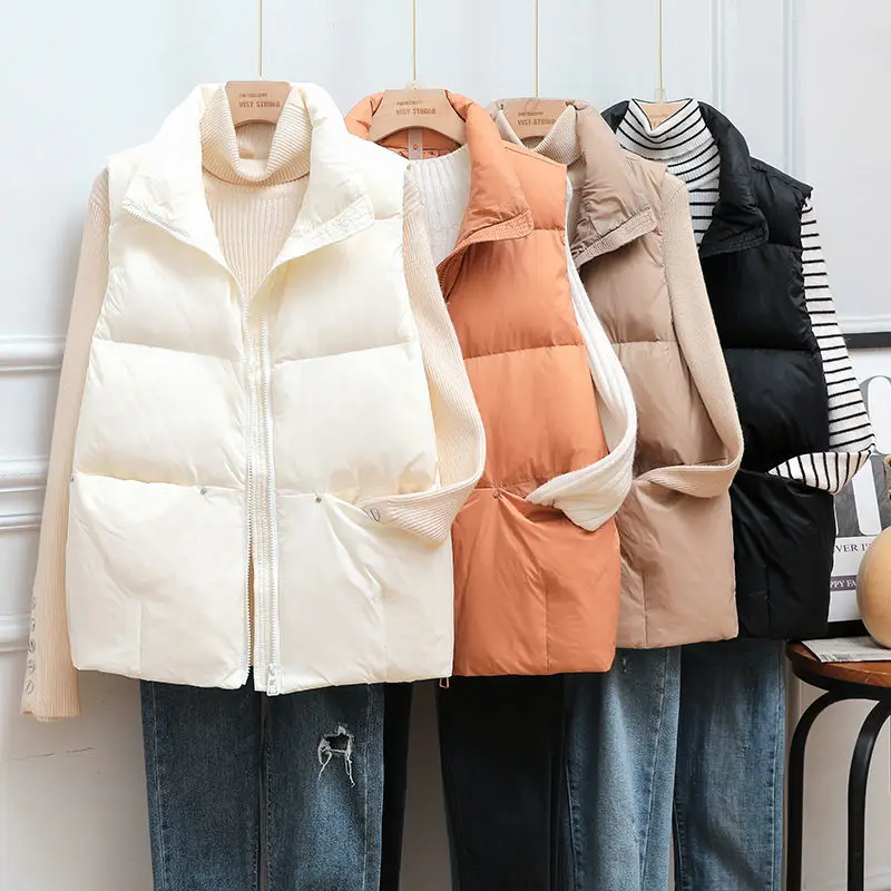 

Women's down jacket vest short 2021 new waistcoat waistcoat versatile loose light jacket