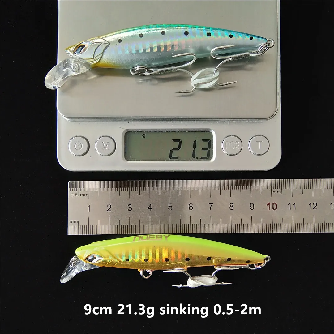 

Noeby 4pcs 9cm 21g sinking Minnow Fishing Lure Wobblers Hard Artificial Bait 3D Eyes High Quality Crankbait Baits Fish Pesca