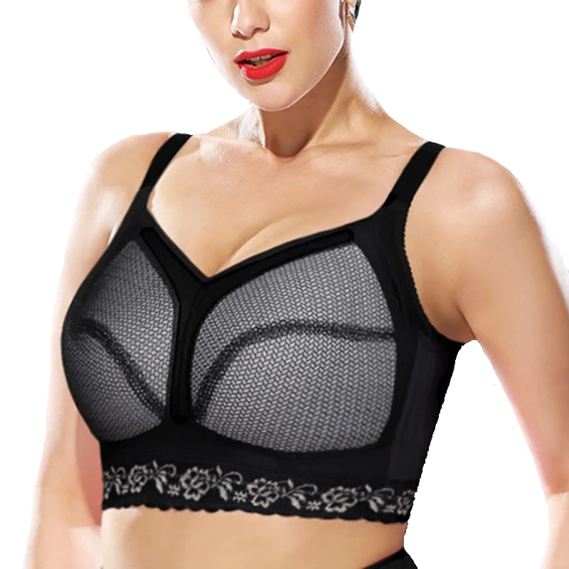 Женское нижнее белье с полной чашкой утягивающий бюстгальтер цветочной вышивкой