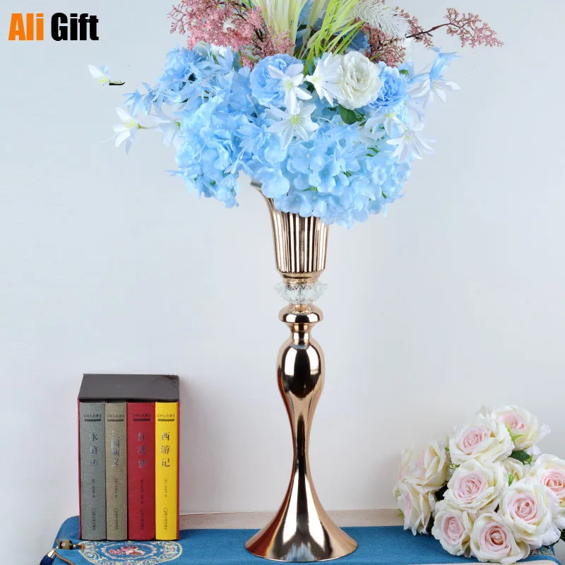 

Metal Candle Holders Flowers Vase Candlestick Road Lead Candelabra Centerpieces Wedding Porps Christmas Decoration