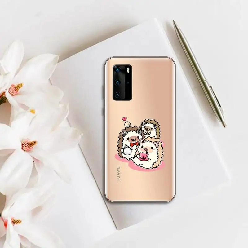 

Animal lovely cartoon hedgehog Phone Case Transparent for huawei honor P 40 30 20 lite Pro 10 i 8 9 x p smart 2019
